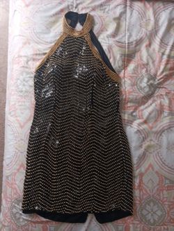 Women's Nite Waves by Samir Suri 100% Gold beaded dress Black/Gold. Size XL.