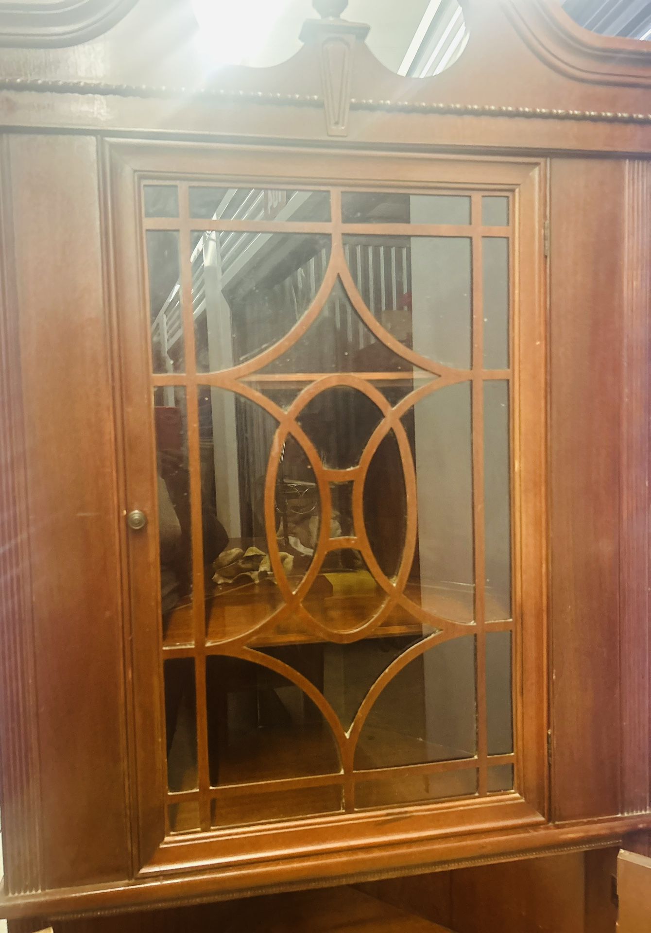 Antique Mahogany Corner Cabinet 76 Ft Tall Great Shape Moving!!!