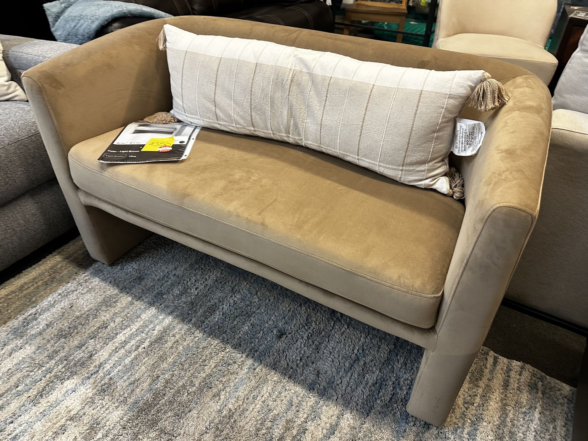 Brown Velvet Loveseat