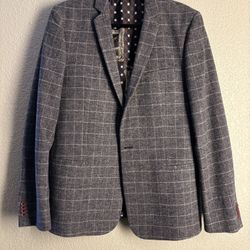 Mens Blue Plaid Suit Set