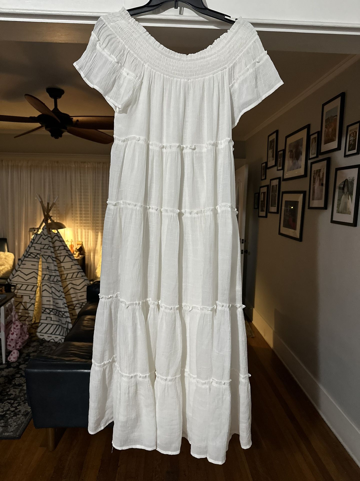 Flawless White Layered Boho Dress Size L