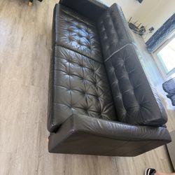 Ikea Black Leather Sofa Set ( $2,000 Retail ) 