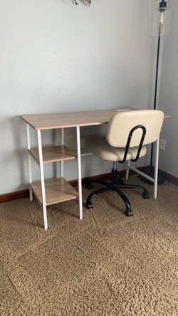 Wood Top Desk with Side Shelves