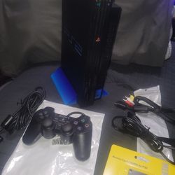Original Working Sony PS2 With Original OEM Controller, Blue Vertical Stand, All Cables & Sealed 128mb Memory Card, Dave Mirra BMX Game Included