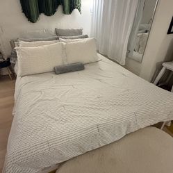 Queen Bed Frame + Mattress + Support System – Full Set (Great Condition)