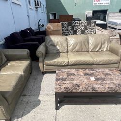 Leather Grey Sofa And Loveseat $325