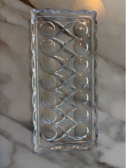Princess House Crystal Dot & Frosted Diamond Serving Dish