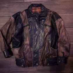Vintage Jacket  Brown Leather Suede Moto Bomber