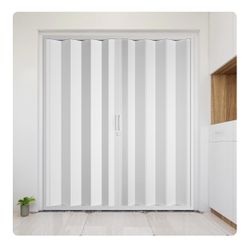 NeatiEase Accordion Door 72x80, Portable Interior PVC Folding Door, Bifold Closet Doors with Latch, Handle, Mounting Hardware 72"x80"