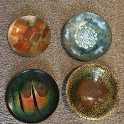 Vintage MCM Modern Copper Enamel Plates - Set of 4