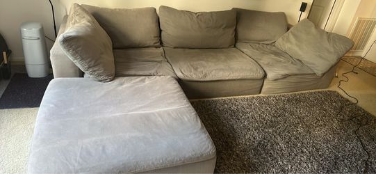 Grey 3 piece sectional plus ottoman OBO