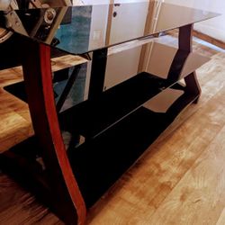 ~ glass tv stand with 3 shelves