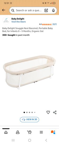 Baby Delight Snuggle Nest Bassinet, Portable Baby Bed, for Infants 0 - 5 Months, Organic Oat