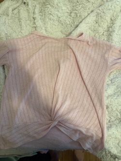Epic Threads Light Pink Ribbed Twist Front Long Sleeve Top - Women’s Size L