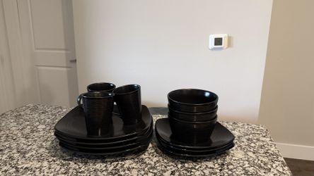 Modern Black Square Dinnerware Set