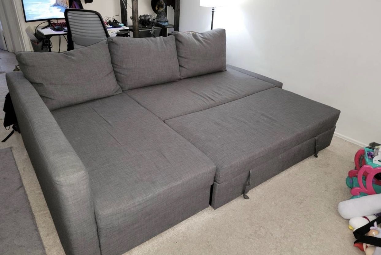 IKEA FRIHETEN Sleeper sectional w/storage grey