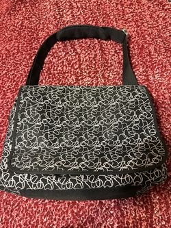 Totto Black & White Swirl Laptop Messenger Bag / Crossbody Briefcase