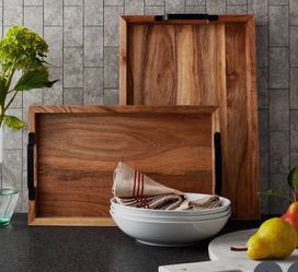 Wood Serving Tray 2pc