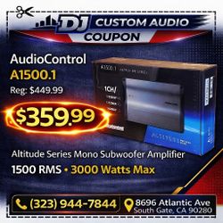 AudioControl Altitude Series 3000 Watts Monoblock Subwoofer Amplifier With Control Knob A1500.1 🚨 Payment Options Available 🚨 No Credit Needed 🚨 