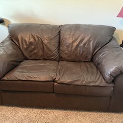 Brown Leather Loveseat Couch 