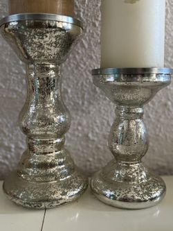Mercury Metallic Splash Glass Candle Holders 