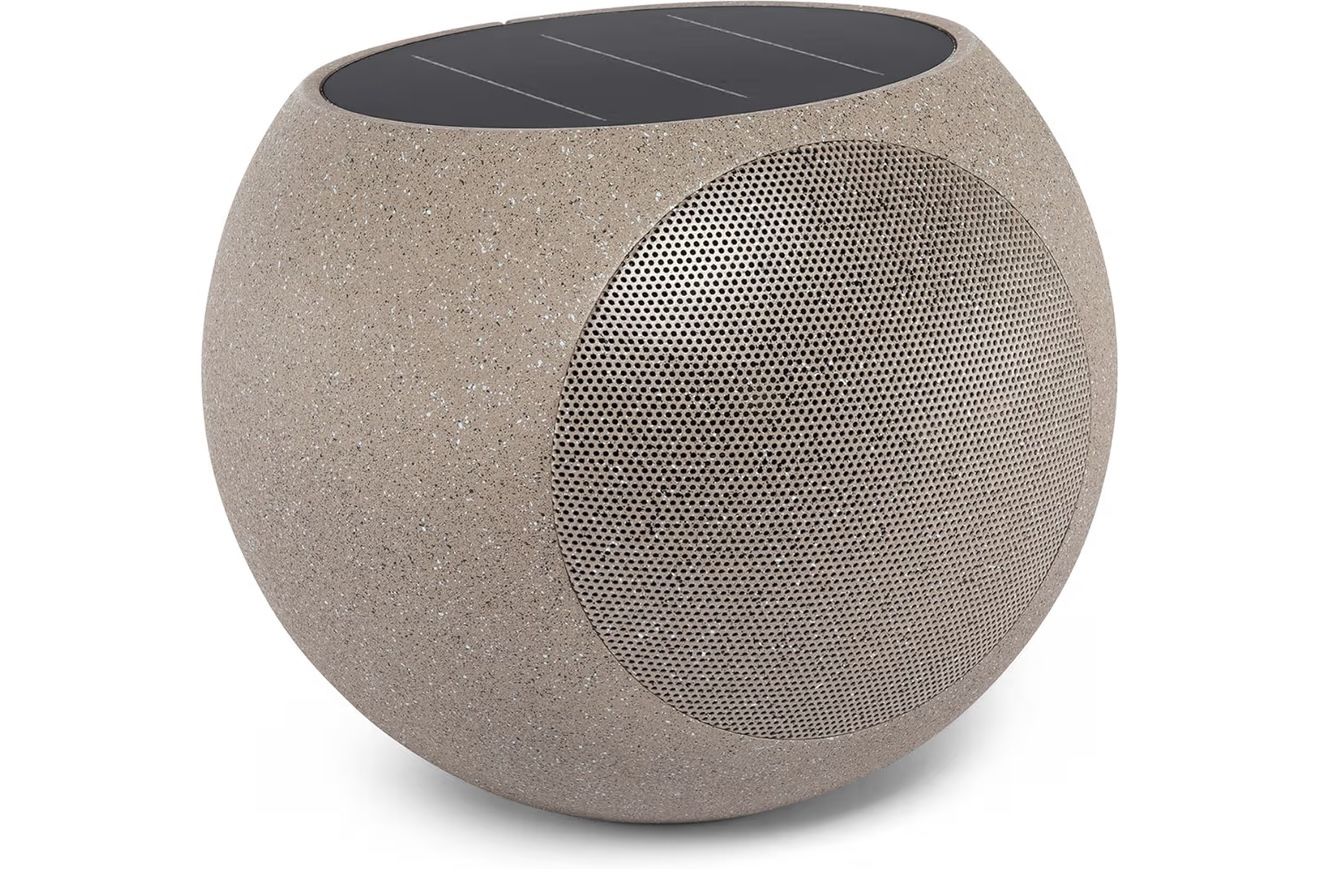 Victrola Zen – Wireless Outdoor Bluetooth Solar Speaker – IP65 Weather Resistant, Solar Charging, Multi-Speaker Connection Using Auracast (Each, Stone