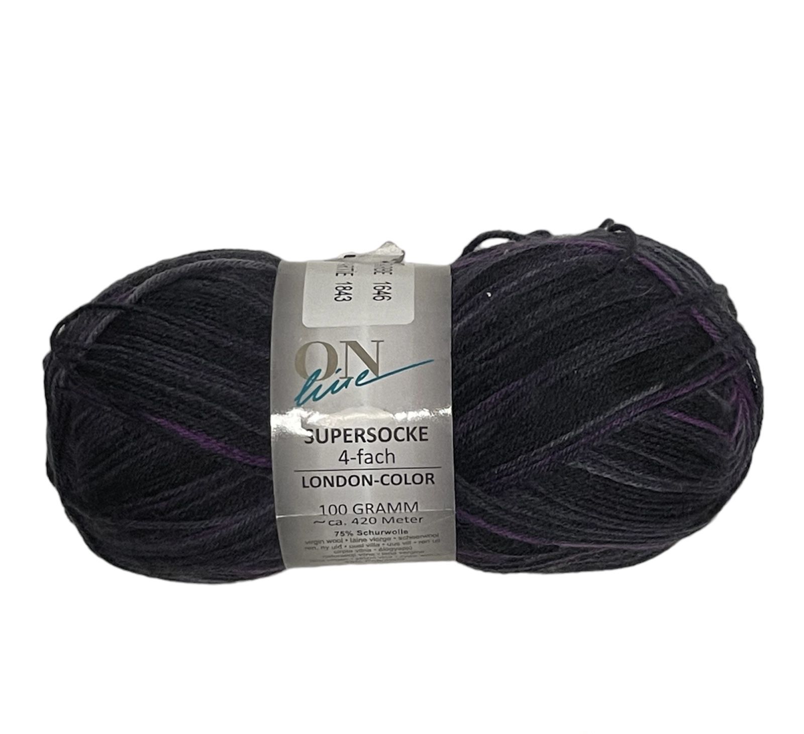 On Live Supersocke Yarn 4-fach, color-London, 1 skein, 100g, NEW.
