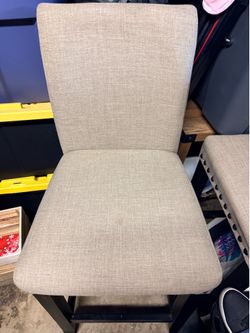 Used Pollie Brown + Grey Fabric Farmhouse Upholstered Dining Side Chair with Back | Armless