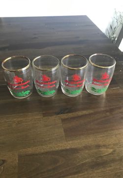 Vintage Anheuser-Busch Budweiser Gold Rimmed Small Beer Glasses-Set Of 4