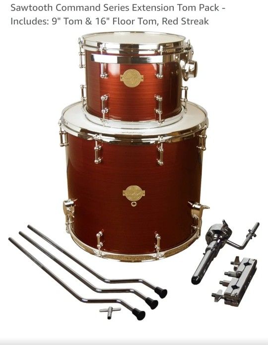 Sawtooth Command Series Drum Extension Tom Pack - Includes: 9" Tom & 16" Floor Tom, Color:Red Streak