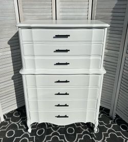 All white refinished 6 drawer dresser