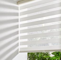 Persilux Cordless Zebra Blinds for Windows Free-Stop Roller Windows Shades (24" W X 72" H, Cream)