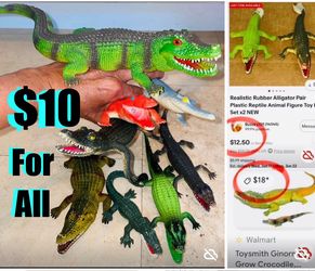$10 Bundle of Realistic alligators 🐊 some squeaky toys in great condition total of 8