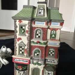 Hand painted porcelain miniature Counter House, lights included