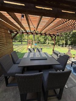 Outdoor Patio Dining Set with Fire Table