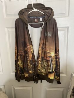 Hoodie Sweatshirt Zip Jacket Rare Tokyo Skyline Lifted Research Group X-Large