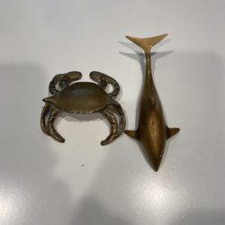 Small Vintage brass, Crab And Shark.