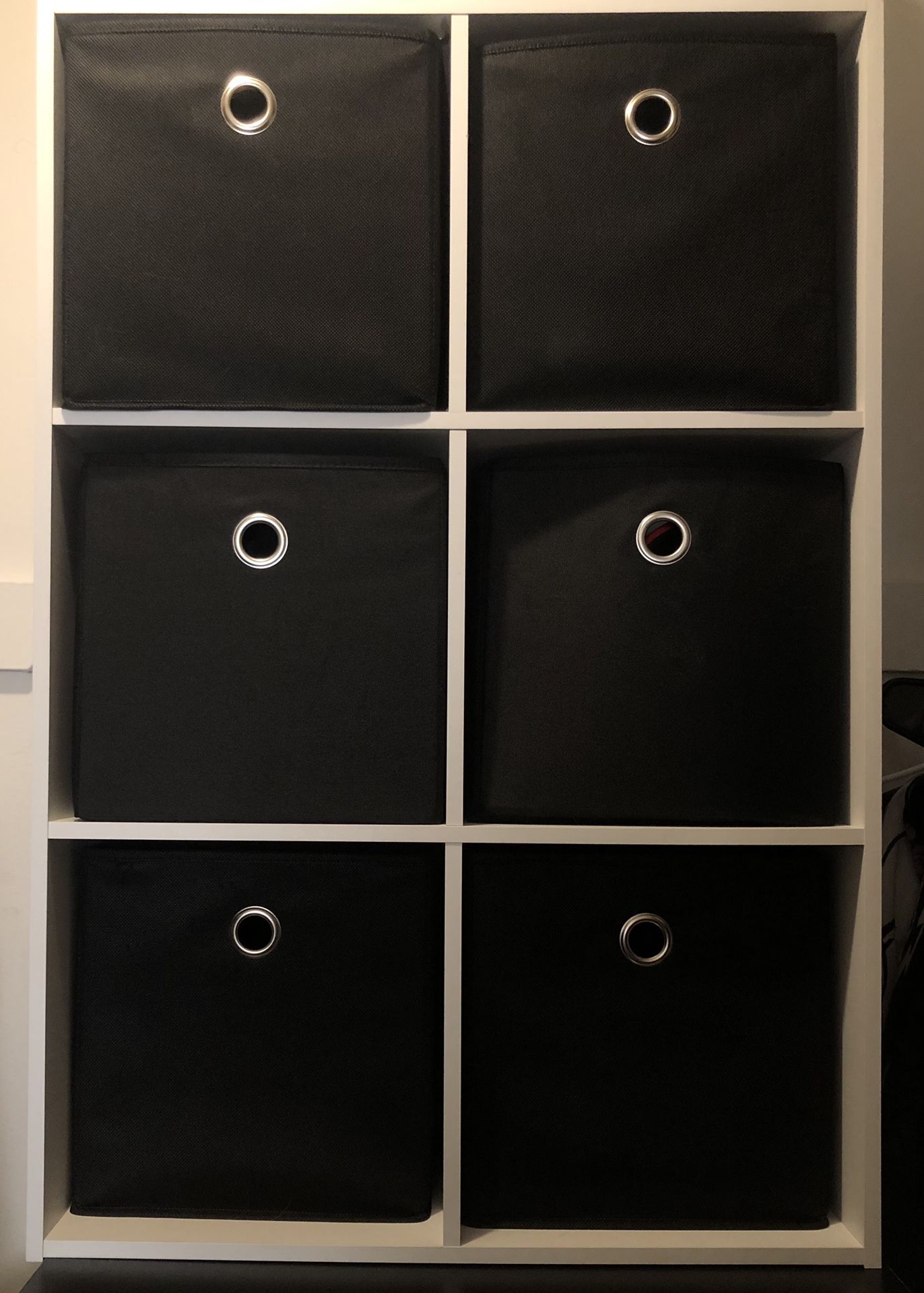 6 Cube Storage Shelf With 6 Black Cubbies