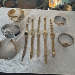 Vintage Lot Of 10 Gold Tone Stainless Steel Woman’s Watch Untested  All Name