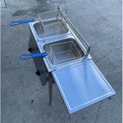 New Double Basket Deep Fryer With Hose And Side Table/ Nuevo Fridora De Gas Propano