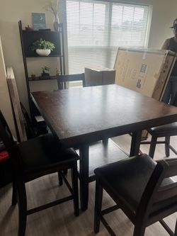 Dark Brown Dinner Table W/ Chairs 