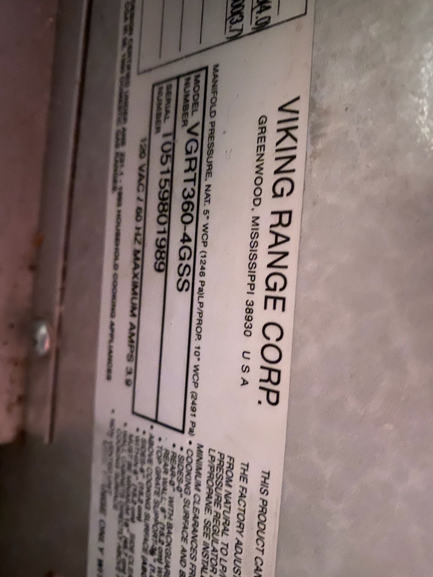 Viking 36 inch gas cooktop with griddle and downdraft vent for Sale in