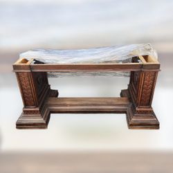 Solid Wood Desk, Table With Carved Details. 