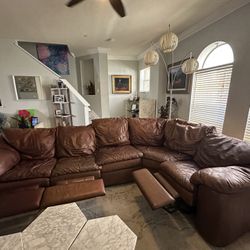 Free Leather Reclining Couch - 5 Piece L Sectional With 3 Reclining Seats