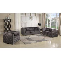 3PC SOFA SET GRAY VELVET (FRUBY) $1299    