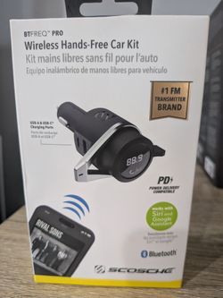 Scosche BTFMPD3SR FM Bluetooth Radio Transmitter for Car, Hands-Free Kit with Dual USB Charging Ports, 12W USB-A + 20W Fast Type-C Car Charger, Wirele