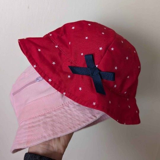 Carter's Child of Mine Bucket Hats Size Up to 9months and 46cm Red with White Polka Dot and Pink Hat
