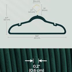 SONGMICS Velvet Non-Slip Clothes Hangers w/ 360° Swivel Hook Set of 50 - Green
