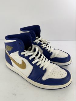 Nike Air Jordan 1 Retro High Deep Royal Blue Gold 332550-406 Mens Size 10
