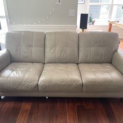 Grey/Tan Leather Couch